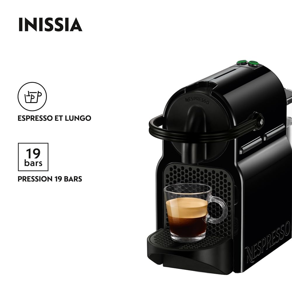 Inissia EN80.B, Machine à Café de Qualité Automatique Automatique, Machine à Capsules, Noir, 19 Bars, 1260W