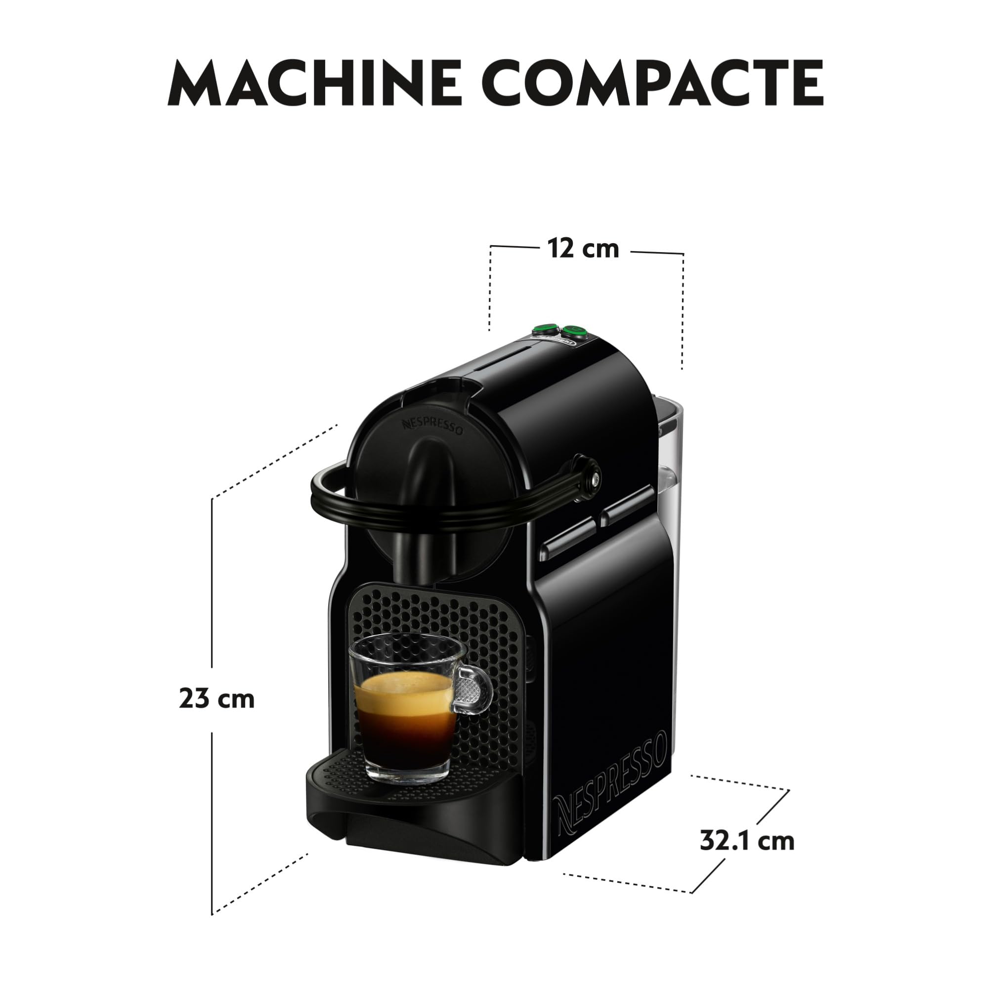 Inissia EN80.B, Machine à Café de Qualité Automatique Automatique, Machine à Capsules, Noir, 19 Bars, 1260W