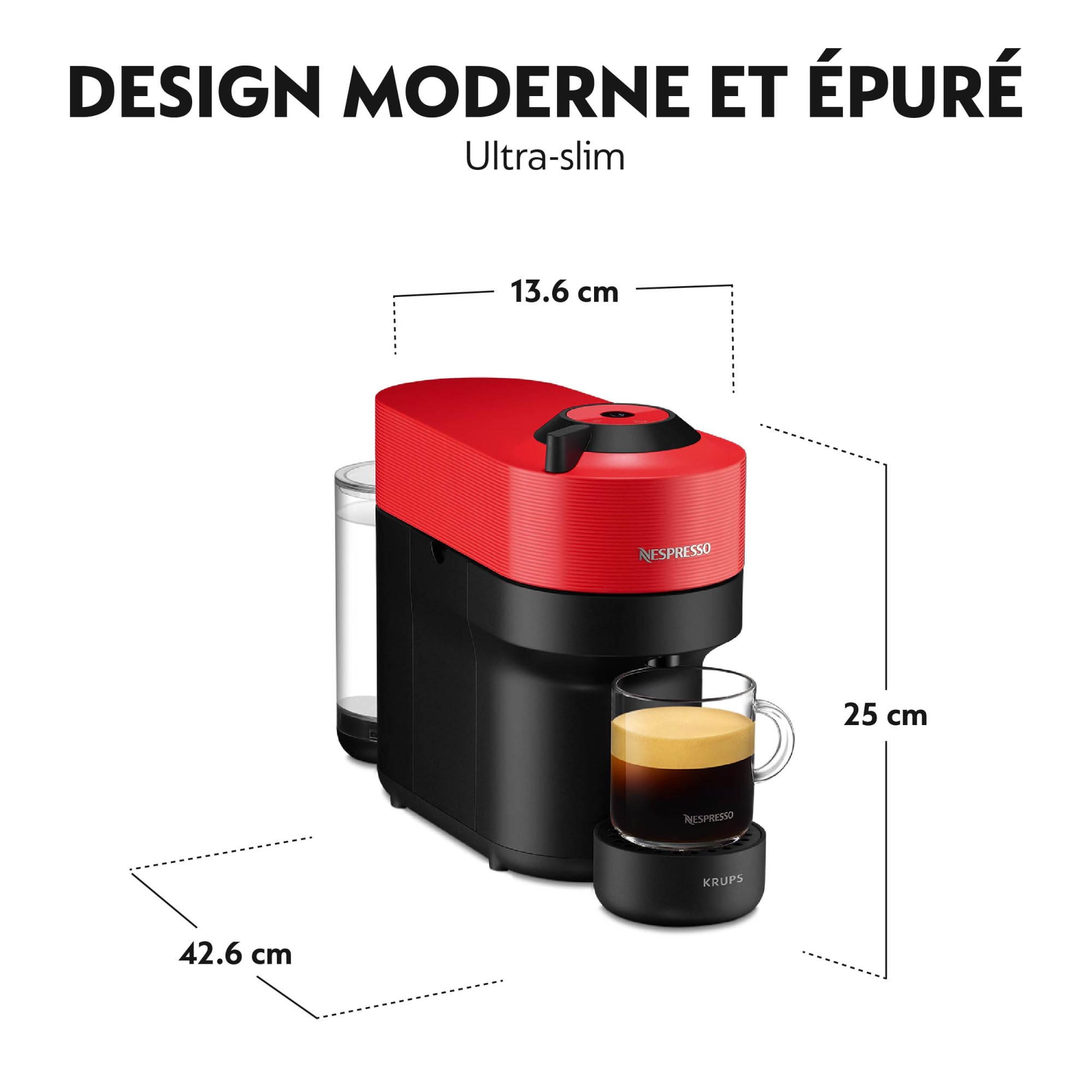 Machine à Café de Qualité Automatique Vertuo POP Rouge Cafetière à Capsules
