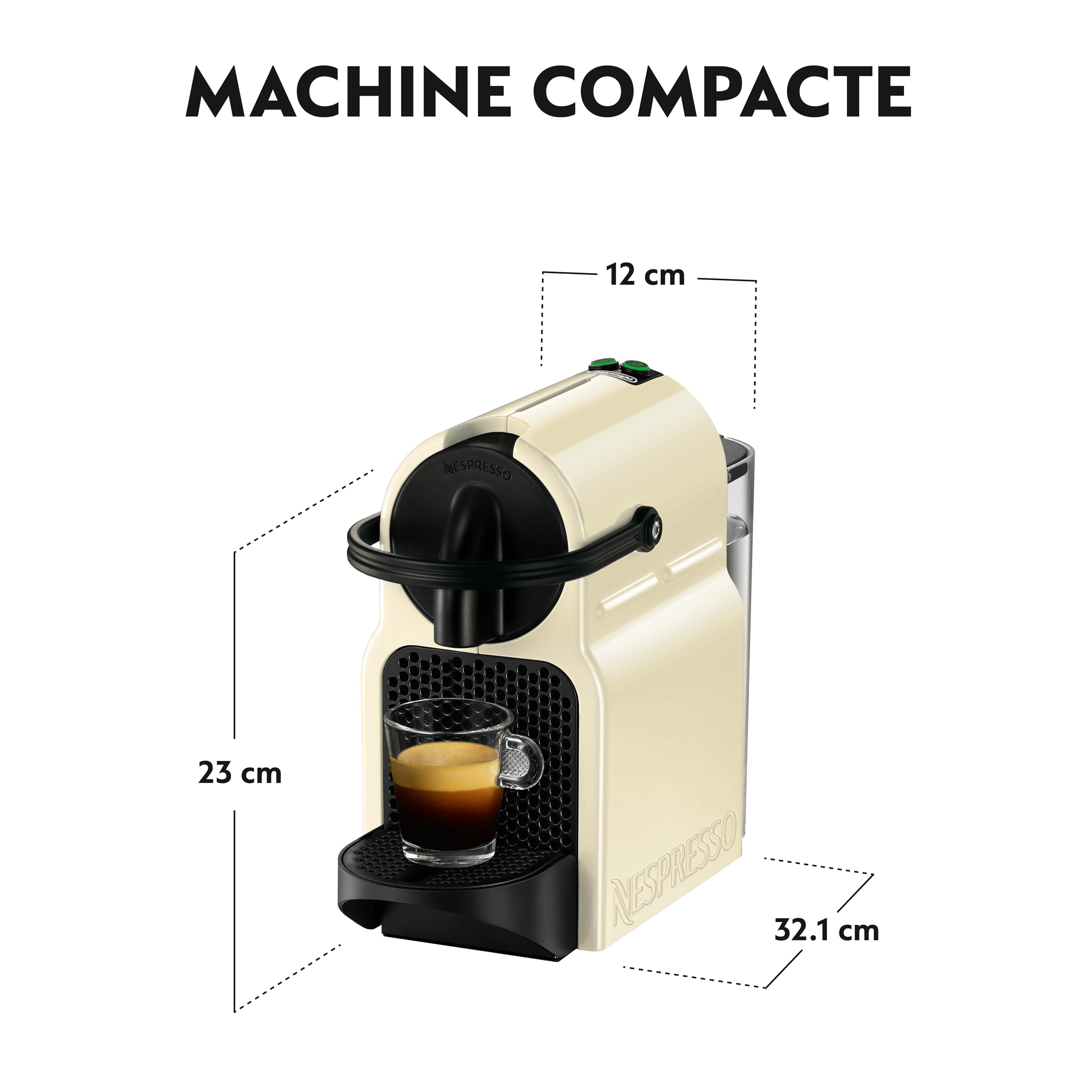 Inissia EN80.CW, Machine à Café de Qualité Automatique Automatique, 19 Bars, 1260W, Crème Vanille