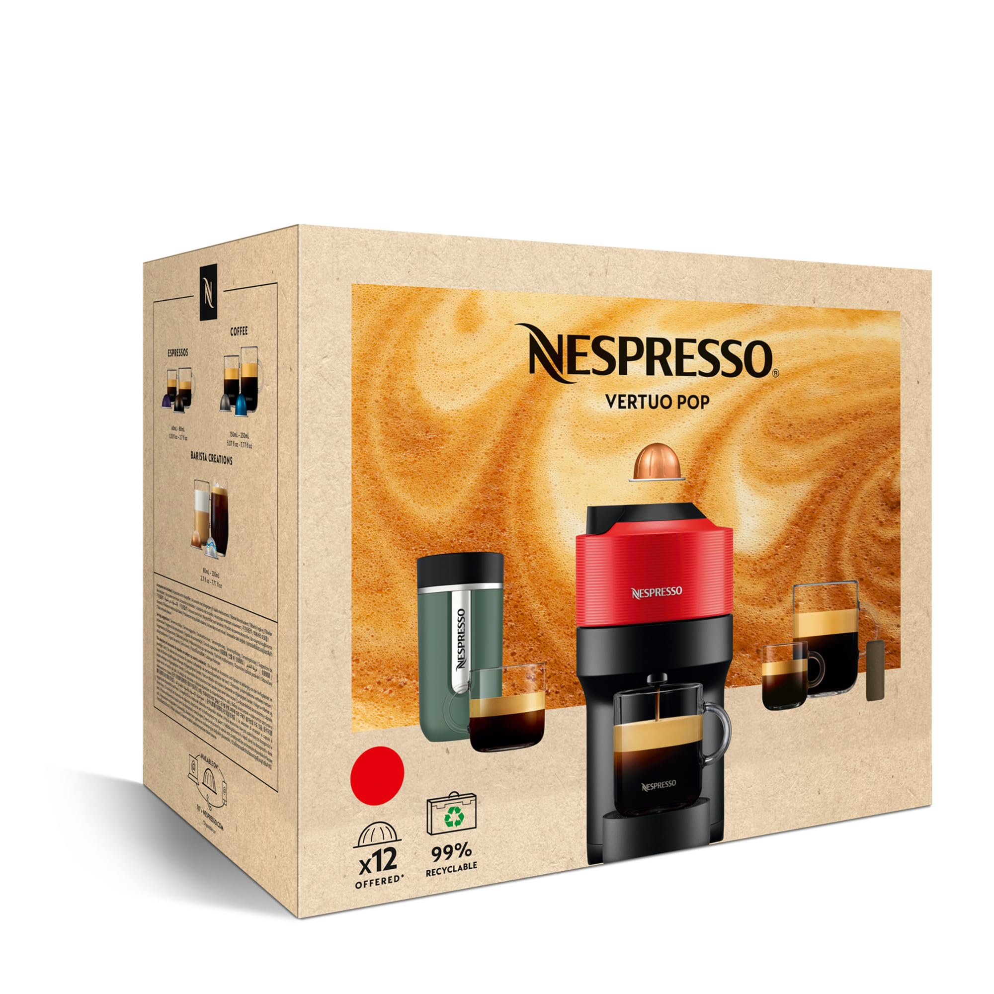 Machine à Café de Qualité Automatique Vertuo POP Vert Cafetière à Capsules